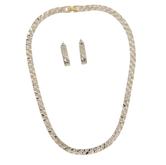 Behave Sieraden set - schakel ketting en oorbellen - goud en zilver kleur - 40 cm