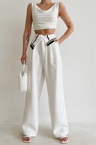 Pantalon met waist details | wit | maat M