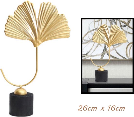 Levabe - Gouden bladeren Beeld - Decoratie - Blad - Beeld - Woonkamer - Erik Kuster Style - 26cm x 16cm