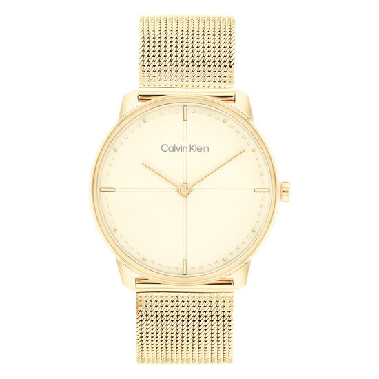 Calvin Klein CK25200159 Expression Dames Horloge - Mineraalglas - Staal - Goudkleurig - Ø 35 mm - Quartz - Druksluiting - 3 ATM (spatwater)