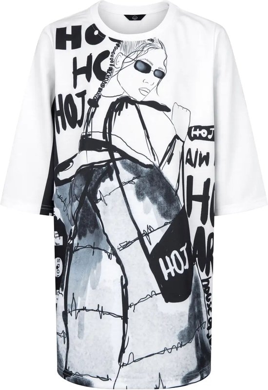 HOJ T SHIRT JURK MET ILLUSTRATIES EN GRAFFITI wit kinderkleding