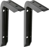 AMIG Plankdrager/planksteun van aluminium - 2x - gelakt zwart - H150 x B100 mm - heavy support - boekenplank steunen
