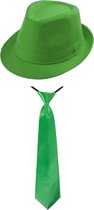 Toppers in concert - Carnaval verkleed set - hoedje en stropdas - groen - volwassenen