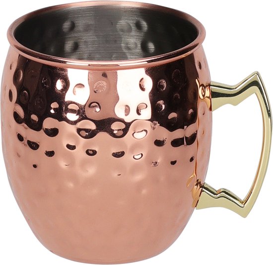 SKY FISH Moscow Mule Cocktailmok met reliëf, 3D, roestvrij staal, 500 ml, cadeau voor hem, handwas, vintage koperen afwerking, 2 stuks