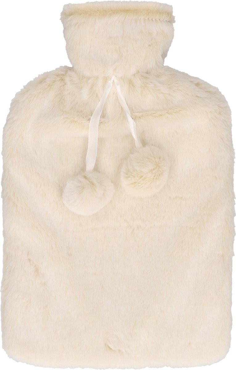 Goedkoopste DID Warmwaterkruik - met zachte pluche hoes - creme wit - 2L - kruik