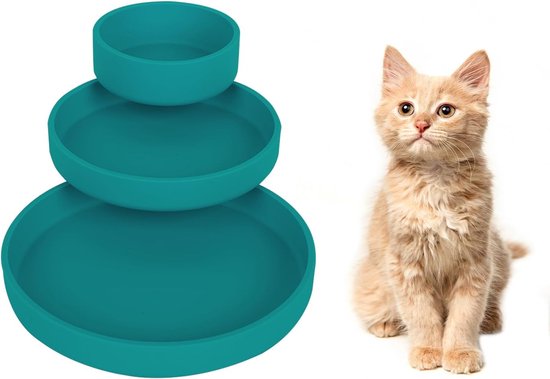 Kattenbak, plat, siliconen kattenbak, voerbak, kattenvoerbak voor