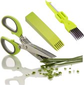 Herb Scissors Kitchen Scissors Stainless Steel Scissors Herb with 5 Blades, Herb Scissors Cutter Blade Multi Scissors with Cleaning Comb