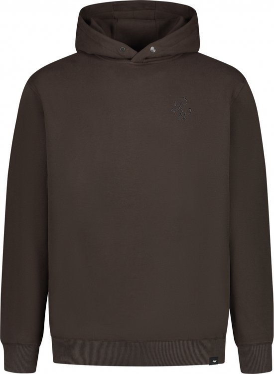Purewhite - Heren Loose Fit Sweaters Hoodie LS - Brown - Maat XL
