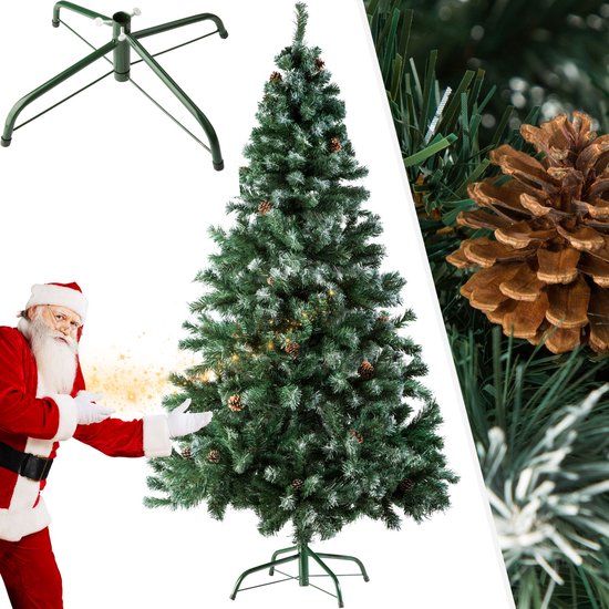 tectake® - Kunstkerstboom - 180 cm - incl. dennenappels en standaard - Kerstboom - Dennenboom - Kunstkerstboom - 705 punten - 402822