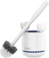 Toiletborstel en houder met snel drogende container en stevig handvat, hoogwaardige toiletborstel voor de badkamer, wit.