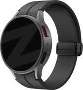 Bracelet en silicone Bandz avec boucle en D adapté pour Galaxy Watch 6/6 Classic / 5 40 mm & 44 mm / 5 Pro / 4 & Watch 4 Classic - Bracelet de montre intelligente en silicone de haute qualité avec fermoir magnétique - bracelet en silicone noir