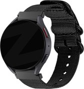 Bandz universeel 22mm nylon band met gesp geschikt voor Samsung Galaxy Watch 3 45mm / Watch 1 46mm / Gear S3 Classic & Frontier - Polar Vantage M / M2 / Grit X - Huawei Watch GT 1/2/3/4 46mm / GT 2 Pro - Hoogwaardig bandje met gespsluiting - zwart