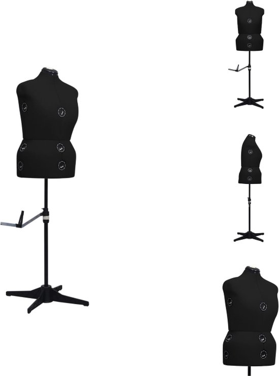 vidaXL verstelbare paspop etalagepop - L / 44-50 - zwart polyester en ABS - Kledingrek