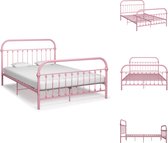 vidaXL Metalen Bedframe - Roze - 213 x 131 x 109 cm - Geschikt voor 120 x 200 cm matras - Montage vereist - Bed