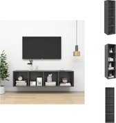 vidaXL Televisiewandmeubel - - TV-meubel - 37 x 37 x 142.5 cm - Hoogglans grijs - Kast