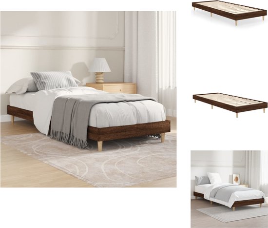 vidaXL Bedframe - Bruineiken - 193 x 78 x 20 cm - Duurzaam hout - Ondersteunende poten - Multiplex lattenbodem - Bed