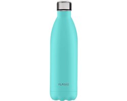 FLASKE Original 1L RVS Wave - Waterfles & Thermosfles - Sportfles - Dubbelwandig Isolerend - 24u Koud & 12u Warm - Lekvrij - Turquoise