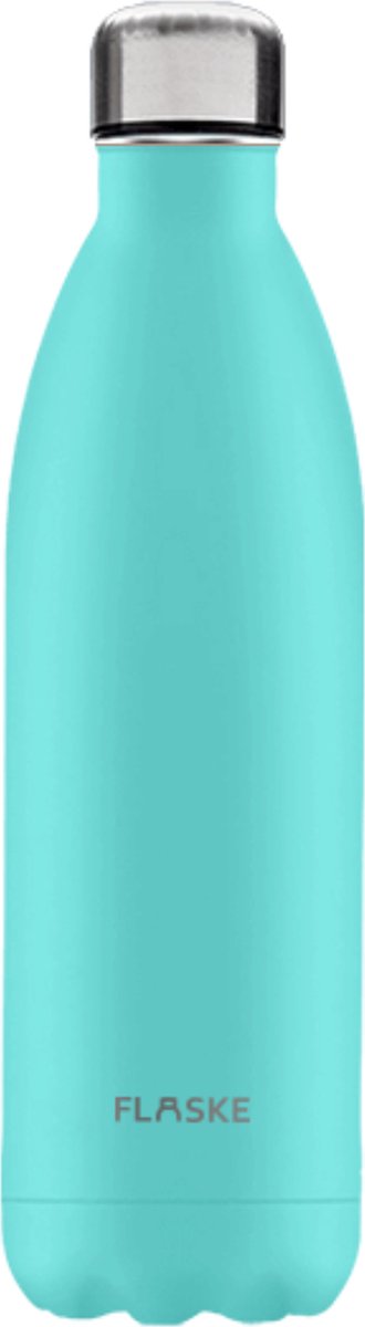 FLASKE Original 1L RVS Wave - Waterfles & Thermosfles - Sportfles - Dubbelwandig Isolerend - 24u Koud & 12u Warm - Lekvrij - Turquoise
