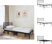 vidaXL Bedframe Staal - Logeerbed - 207x104.5x90.5 cm - Zwart - Bed