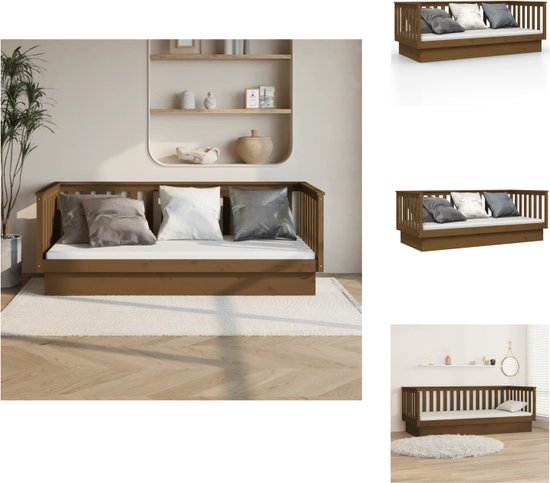 vidaXL Slaapbank Hout - 207.5 x 107 x 76 cm - Massief grenenhout - 3-zijdig bedhek - Bed