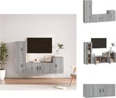 vidaXL Televisiekastenset - TV-meubel 100x34.5x40cm - 3x TV-meubel 40x34.5x60cm - Grijs sonoma eiken - Kast