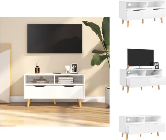 vidaXL TV-meubel Stereokast - hoogglans wit - 90 x 40 x 48.5 cm - Montage vereist - Kast