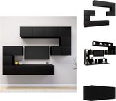 vidaXL Televisiemeubelset - hangend - spaanplaat - zwart - 80x30x30cm - 60x30x30cm - 30.5x30x30cm - Kast