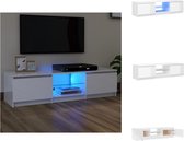 vidaXL TV-meubel Glad wit 140x40x35.5 cm - RGB LED-verlichting - Kast