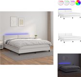 vidaXL Boxspring Bed - Wit - 203 x 160 x 78/88 cm - Duurzaam kunstleer - Verstelbaar hoofdbord - LED-verlichting - Pocketvering matras - Huidvriendelijk topmatras - Inclusief montagehandleiding ? - Bed
