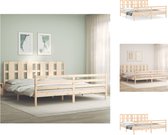 vidaXL Massief Grenenhouten Bedframe - Bedframe - 205.5 x 205.5 x 100 cm - Stevig en duurzaam - Bed