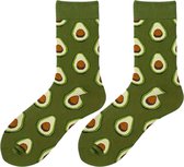 Avocado Sokken - Grappige Sokken - Dames maat 37-41 - Funny Socks Eten - Groen/Vegan