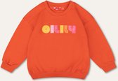 Hooray sweater 17 cherry tomato with artwork Orange: 116/6yr