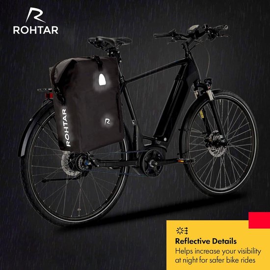 Valkental 3in1 Fietstas - Waterdicht, Reflecterend, 23L Als Rugzak, Schoudertas & Bagagetas