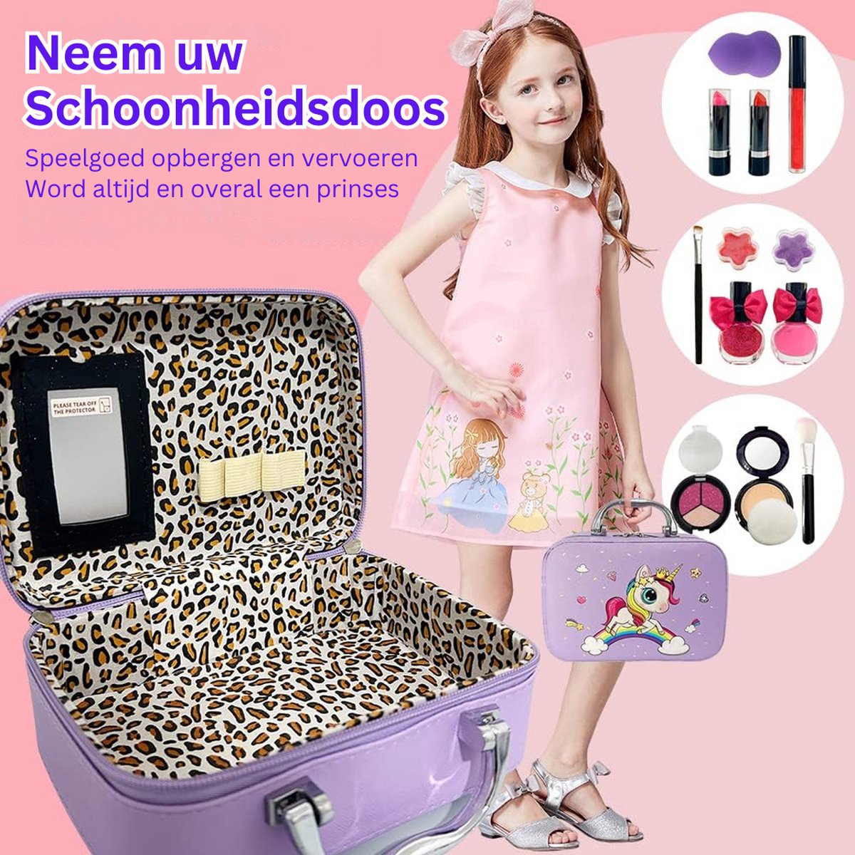 Kinder-Makeup-Set Kofferraum Rosa