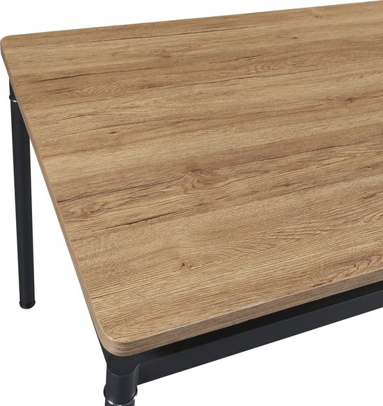 en.casa] Eettafel Lindesberg 120x70x75 cm grijs eikenkleurig en zwart