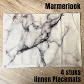 Allernieuwste.nl® 4 Stuks Linnen Placemats Marmerlook - Borden Onderleggers Tafel Accessoires - Placemat Marmer - Kleur 45 x 30 cm - Linnen 4 Stuks