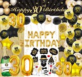 FeestmetJoep 30 jaar verjaardag versiering - 30 Jaar Feest Verjaardag Versiering Set 87-delig - Happy Birthday Slinger & Ballonnen - Decoratie Man Vrouw - Zwart en Goud