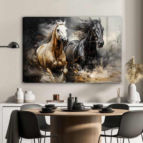 Tableau Impression Sur Verre – 100x70 Cm, Motif Cheval Artistique, Déco Murale Moderne