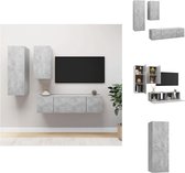 vidaXL Hangende TV-meubelset - Spaanplaat - Betongrijs - 30.5x30x90cm - 30.5x30x60cm - 60x30x30cm - Kast