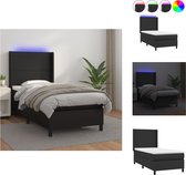 vidaXL Boxspring - LED - Kunstleer - Hoofdbord verstelbaar - Pocketvering matras - Huidvriendelijk topmatras - Bed