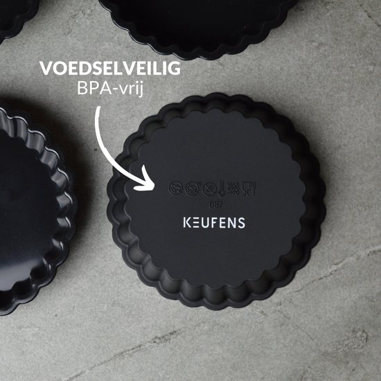 Moules à Tartelette Keufens - Set de 4 Pièces - Siliconen - Ø11cm - Passe au Four - Moules Mini Quiches