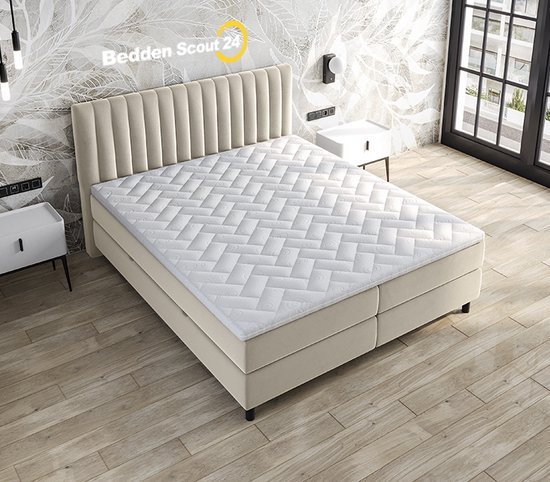 Boxspring bed met opbergruimte - 160x200 cm - Beige - Opbergbed - Wanda