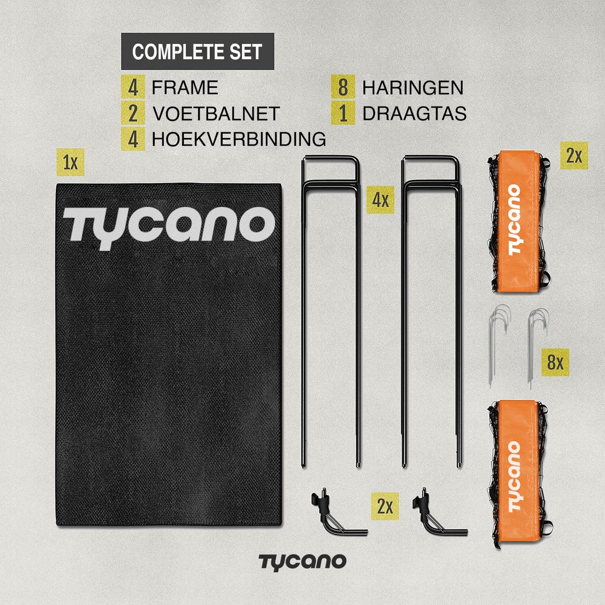 Tycano Pop-Up Voetbaldoelen Set van 2 - Kinderen - Voetbaldoeltjes - Opvouwbaar - 120 x 90 cm - 2 stuks - Oranje — afbeelding 5
