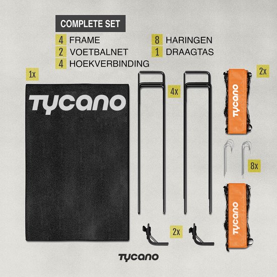 Tycano Pop-Up Voetbaldoelen Set van 2 - Kinderen - Voetbaldoeltjes - Opvouwbaar - 120 x 90 cm - 2 stuks - Oranje - Tycano