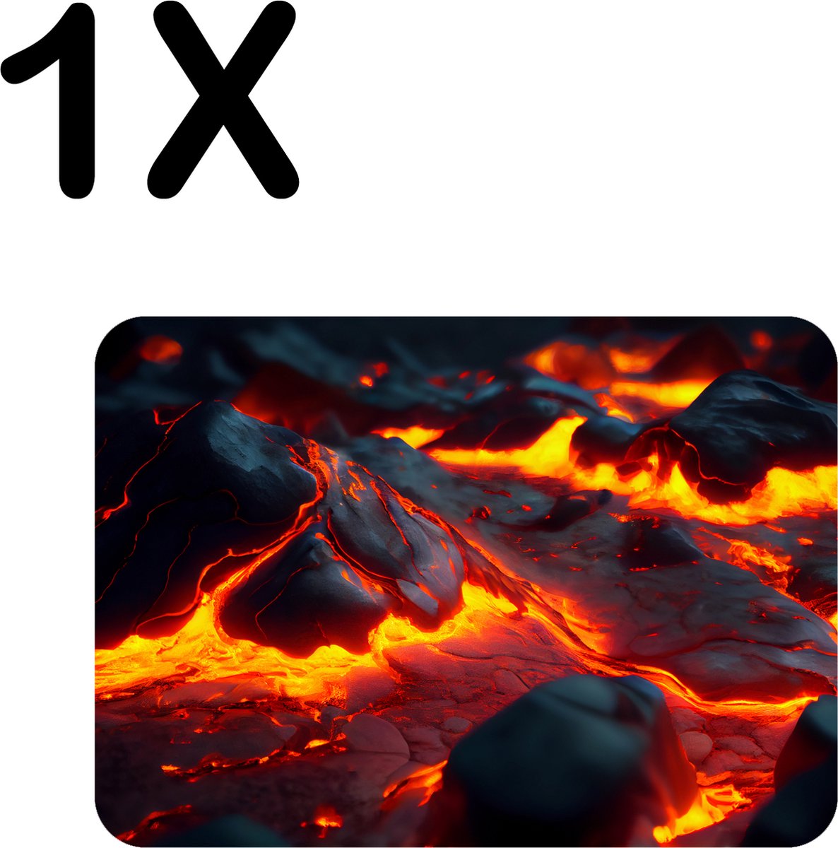 BWK Flexibele Placemat - Lava en Magma - Set van 1 Placemats - 40x30 cm - PVC Doek - Afneembaar