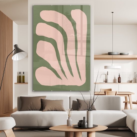 MuchoWow® Peinture sur verre 120x180 cm - Peinture sur verre acrylique - Abstrait - Nature - Pastel - Rose - Photo sur verre - Peintures