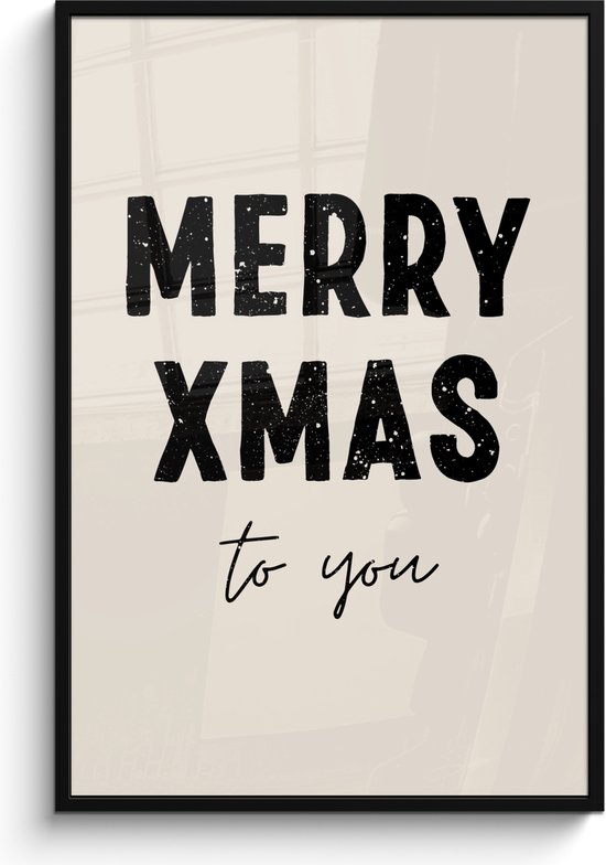 Fotolijst incl. Poster - Kerst - Quotes - Merry xmas - Feestdagen - Zwart - 80x120 cm - Posterlijst - Kerstmis Decoratie - Kerstversiering - Kerstdecoratie Woonkamer