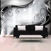 Fotobehangkoning - Behang - Vliesbehang - Fotobehang Zilveren Muur - Hotel Chique - Grey wall - 400 x 280 cm