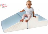 Mini glijbaan Blauw-Wit, Zachte Soft Play Foam Blokken 2-delige set | grote speelblokken | motoriek baby speelgoed | foamblokken | reuze bouwblokken | Soft play peuter speelgoed | schuimblokken