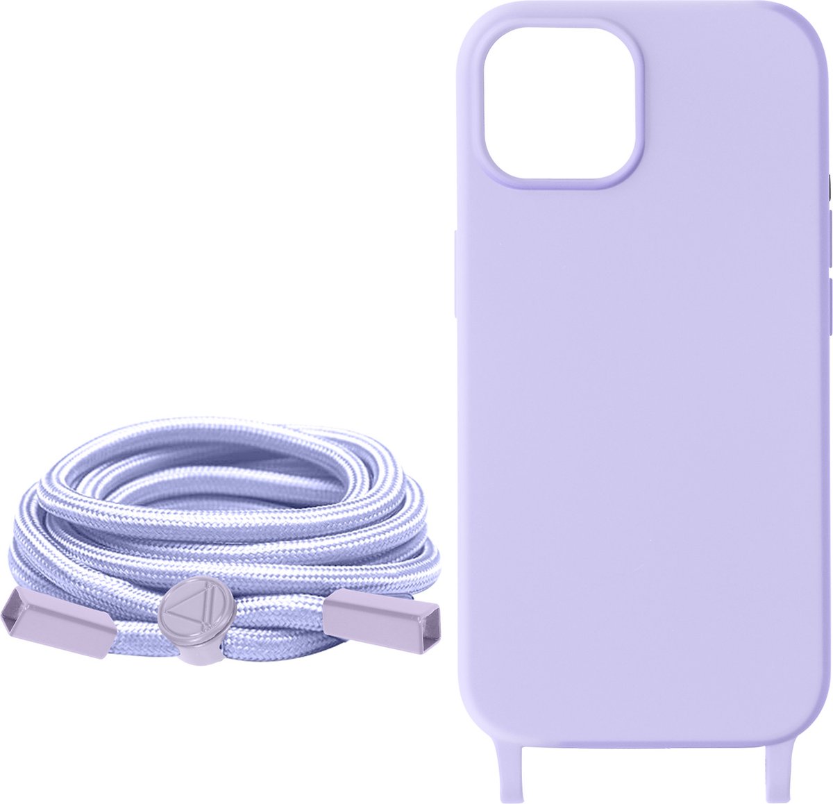 Avizar Hoesje Geschikt voor Apple iPhone 15 Semi-Rigide Soft-Touch met Nekkoord, Paars